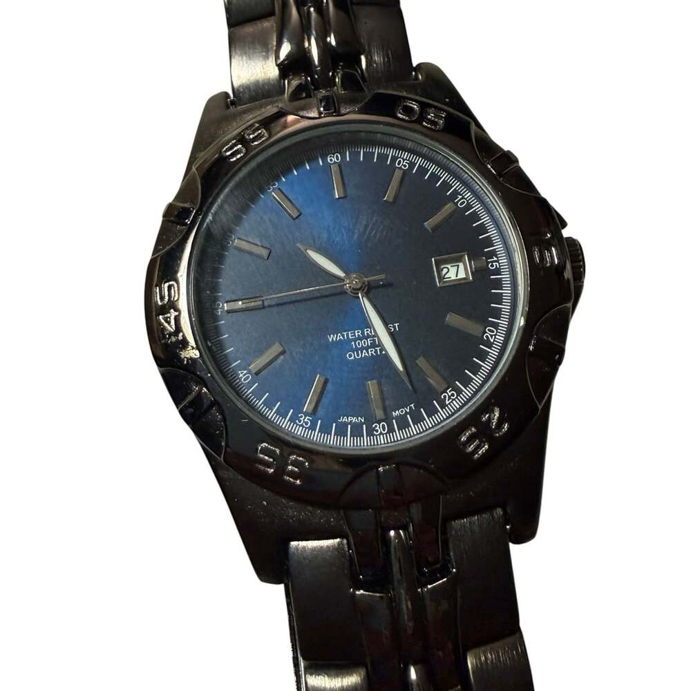 Puritan Quartz Watch PUR60552W Gunmetal Blue Dial Date